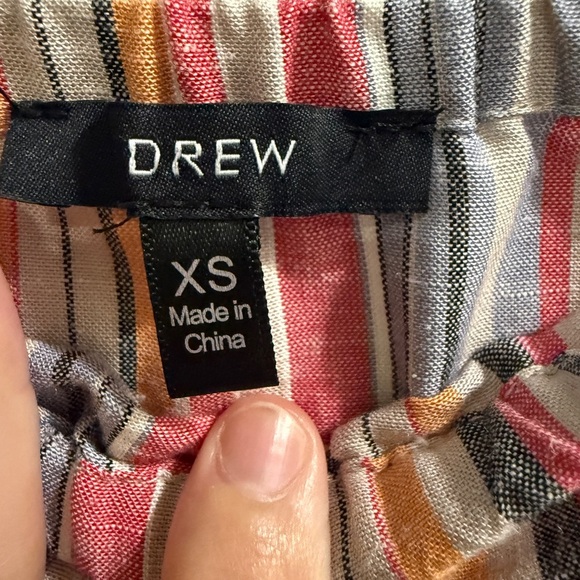 Anthropologie DREW Pink and Blue Strapless Sundress with Slits Linen Cotton - Picture 5 of 6